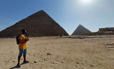 Quad bikes riding near the Giza Pyramids during a VIPO guided desert tour in Egypt
