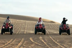 ATV quad biking safari near the Pyramids of Giza in Cairo desert.