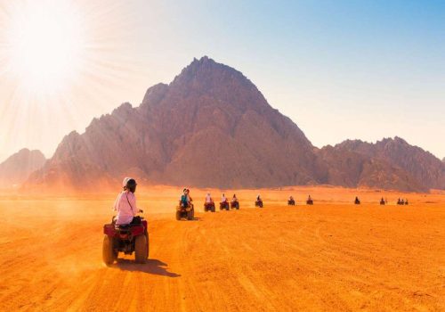Sunset quad bike safari in Luxor desert with Nile and mountain views